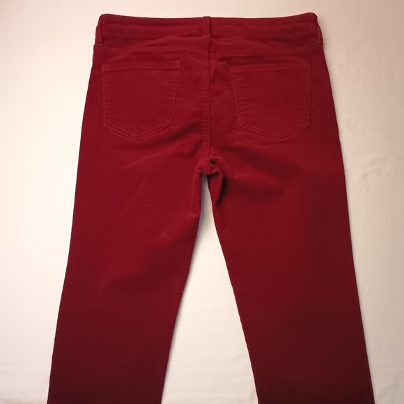 Edyson Corduroy Jeans Size 30/10 Mid Rise Skinny Leg Burgundy Wine Color - Picture 3 of 10